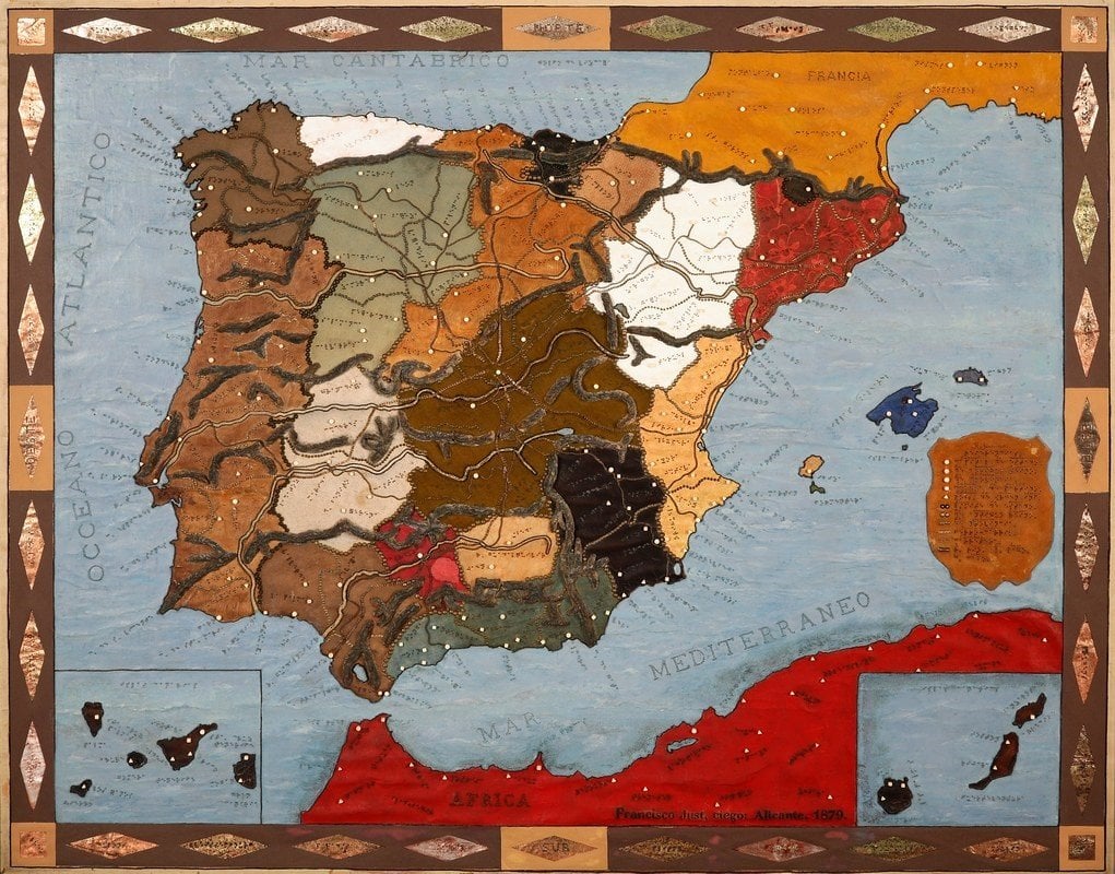 Map of Spain for the blind (1879)