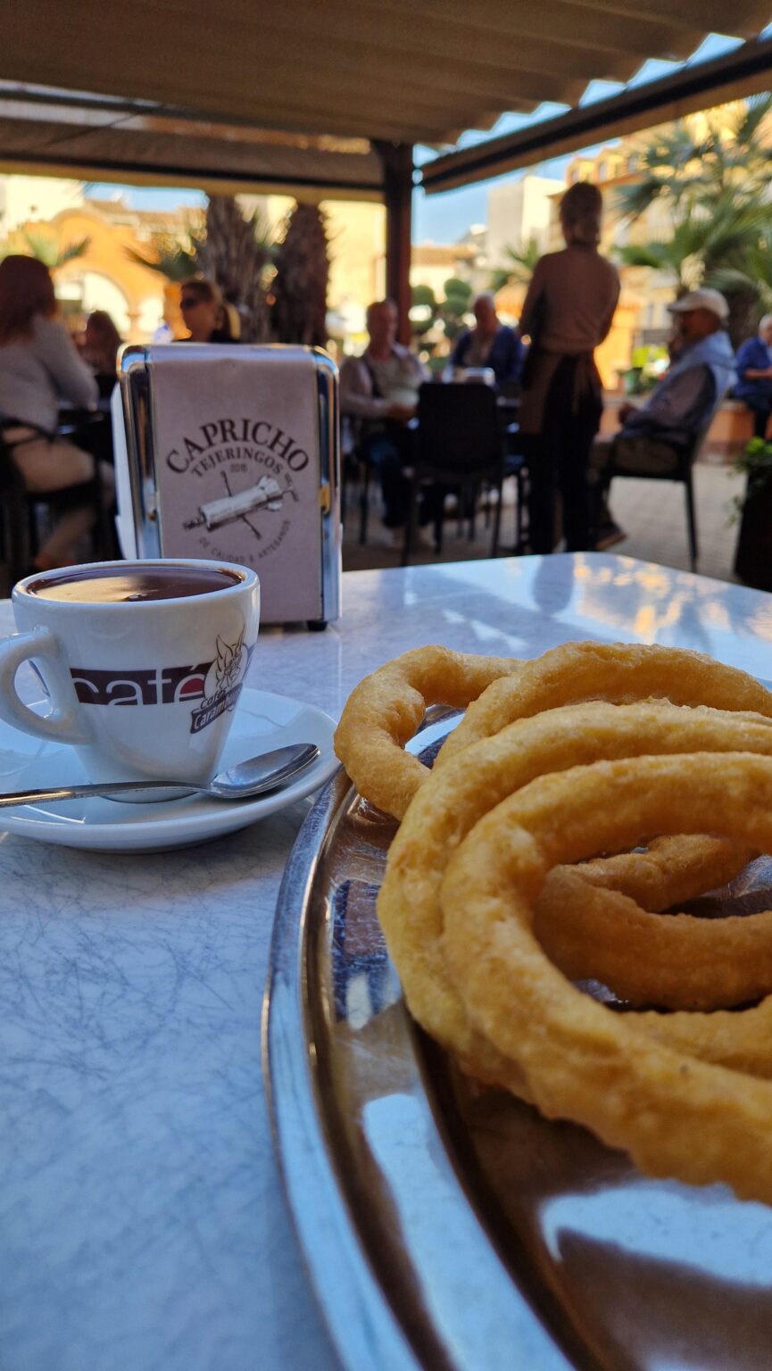 classic spanish breakfast, churos and chocolate