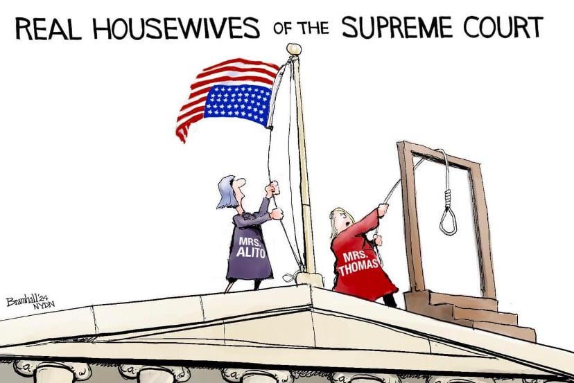 “I didn’t do it! It was my wife! I got no control over that woman, honest!” -Clarence Thomas, Samuel Alito