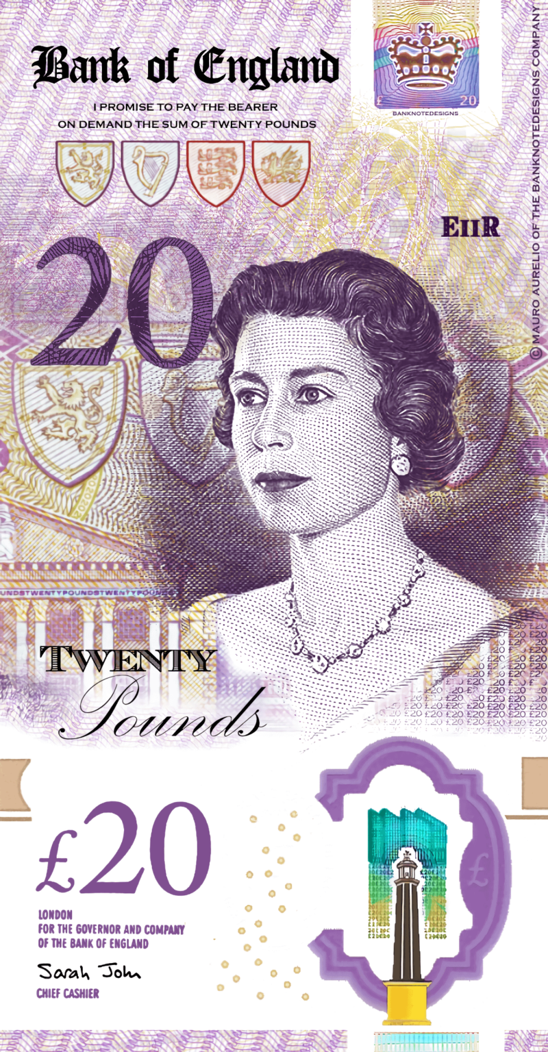 I tried to refresh the £20 banknote and design it in a vertical design. Here is the result. I just wanted to see what it would look like if there was a redesign. Feedback is welcome.