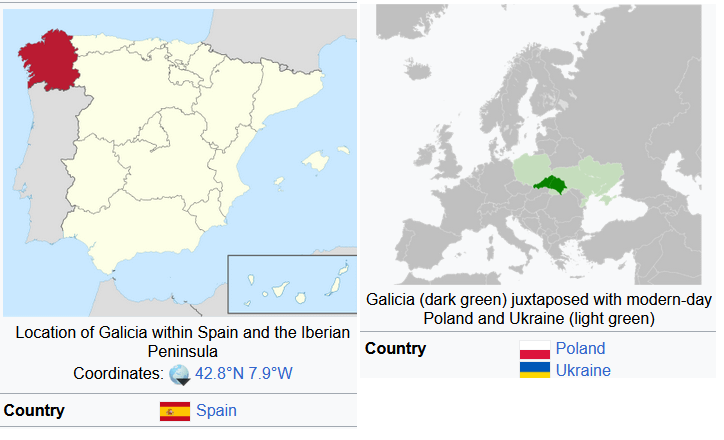 There are 2 Galicias in Europe