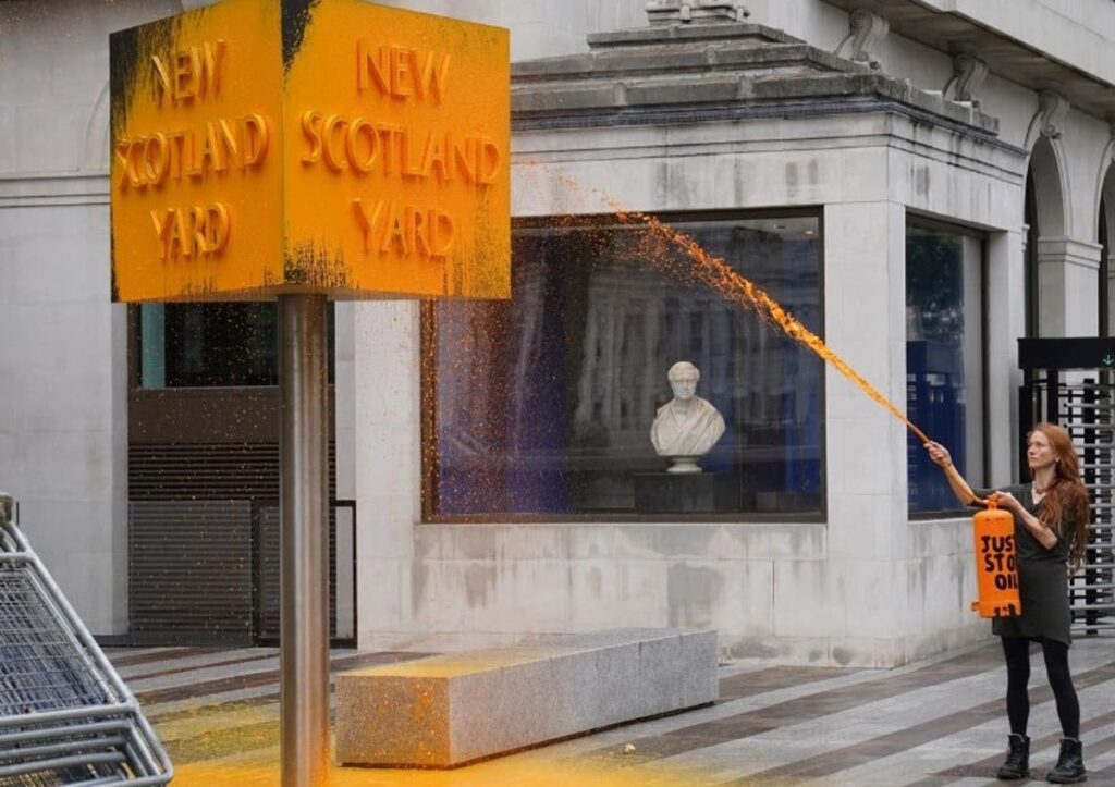 Just Stop Oil protester who vandalised Scotland Yard sign cleared