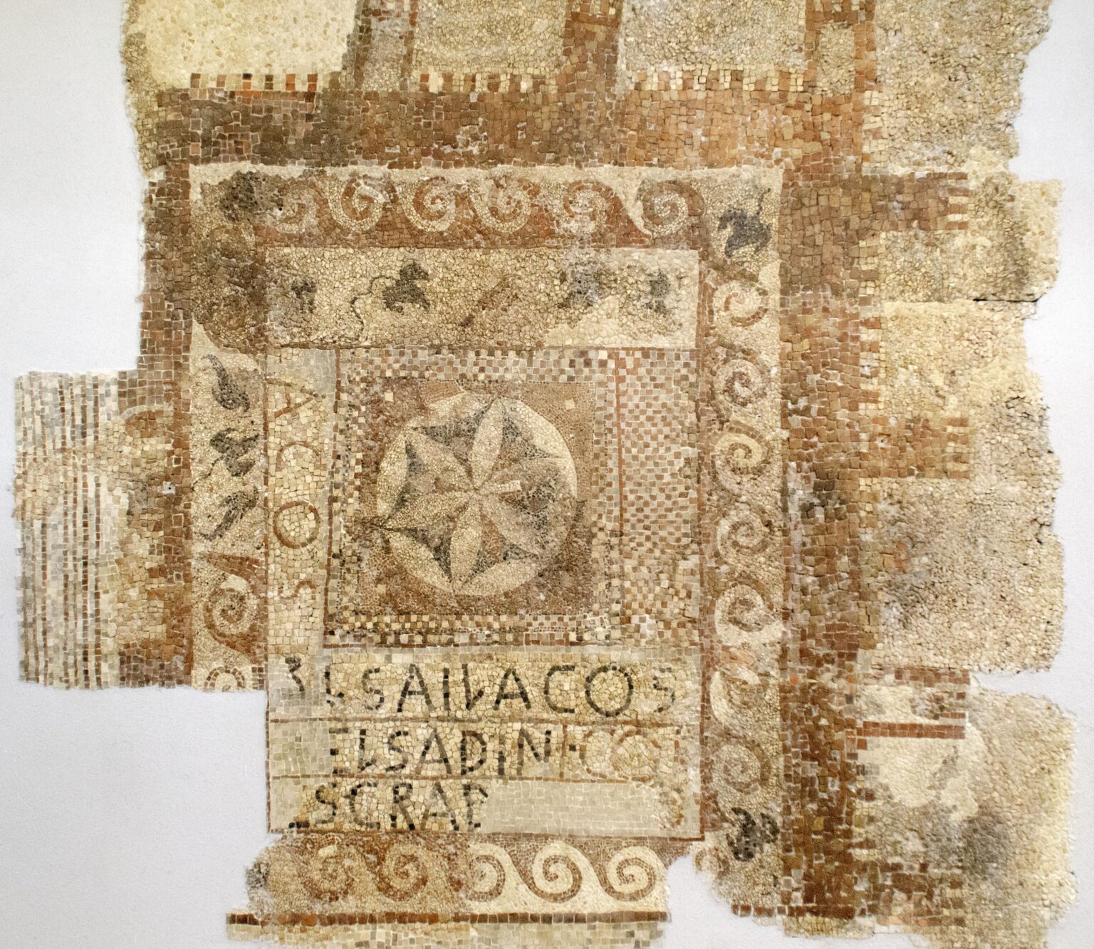 The Sailacos Mosaic, found in La Alcudia, dated from 2-1 BC. Written in the Iberian language with Latin characters