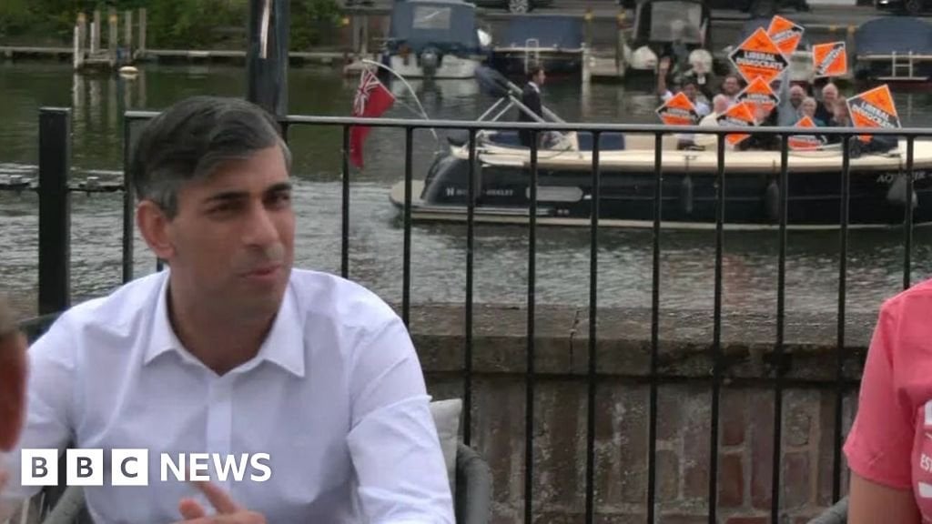 Lib Dems in a boat gatecrash PM Rishi Sunak on campaign trail
