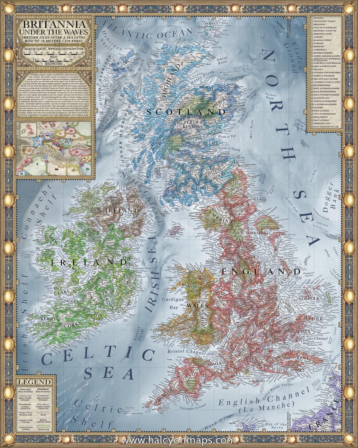 Map of the British Isles if all polar ice caps melted!
