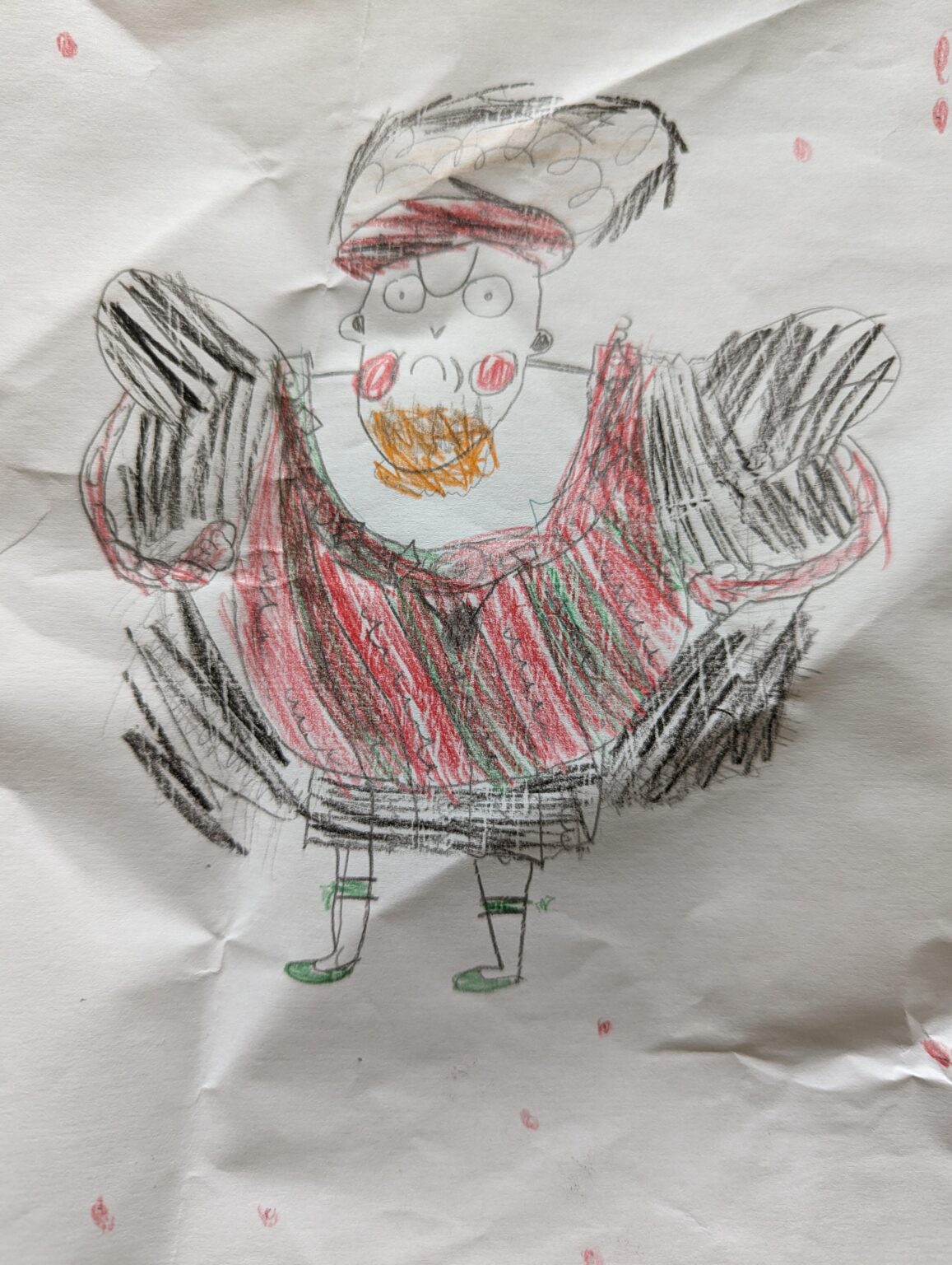 Historically accurate drawing my daughter made of king Henry the 8th