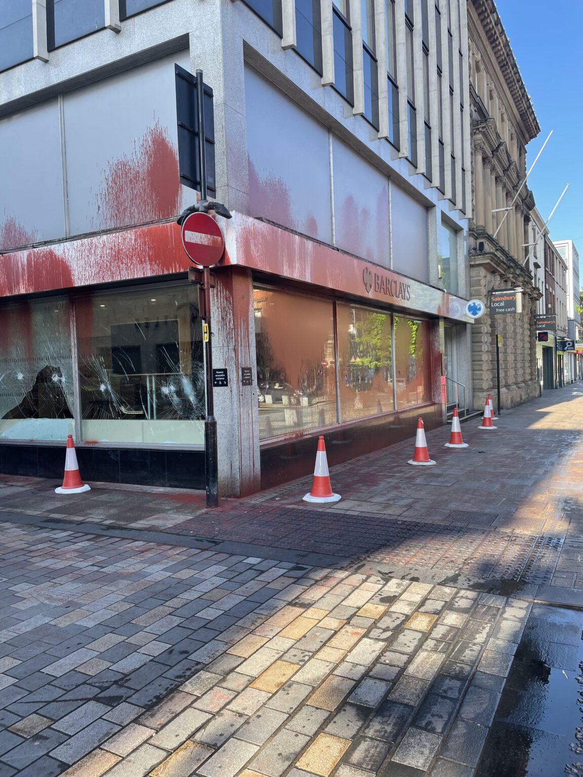 Barclays Preston vandalised in protest