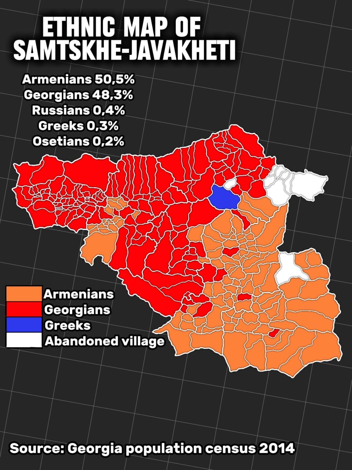 Ethnic map of Samtskhe-Javakheti