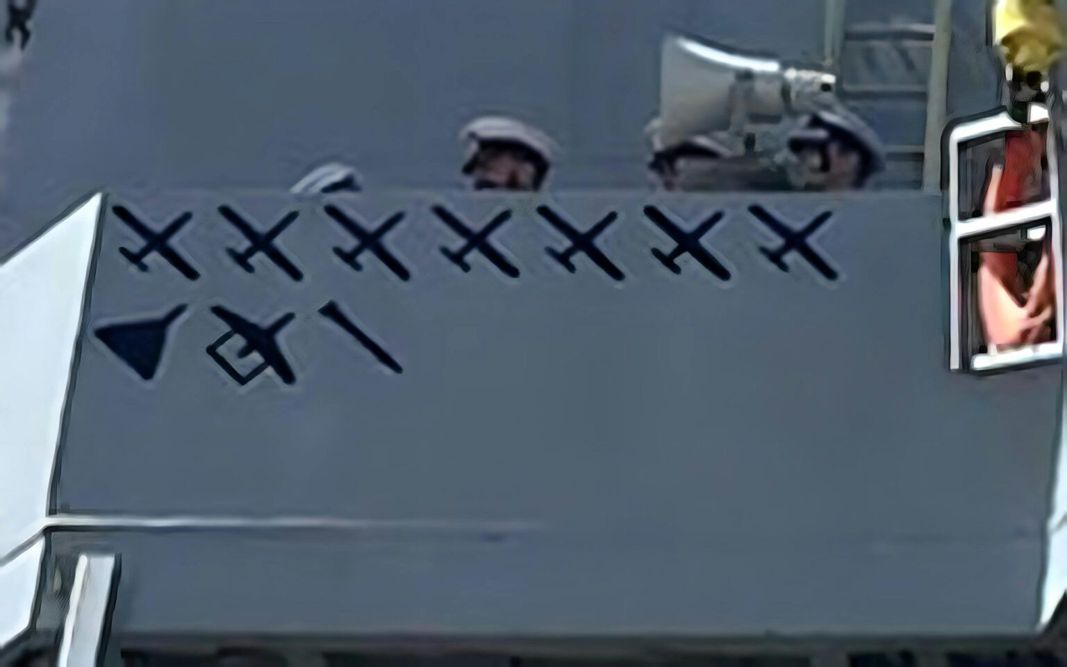 British warship returns from combat with kill markings