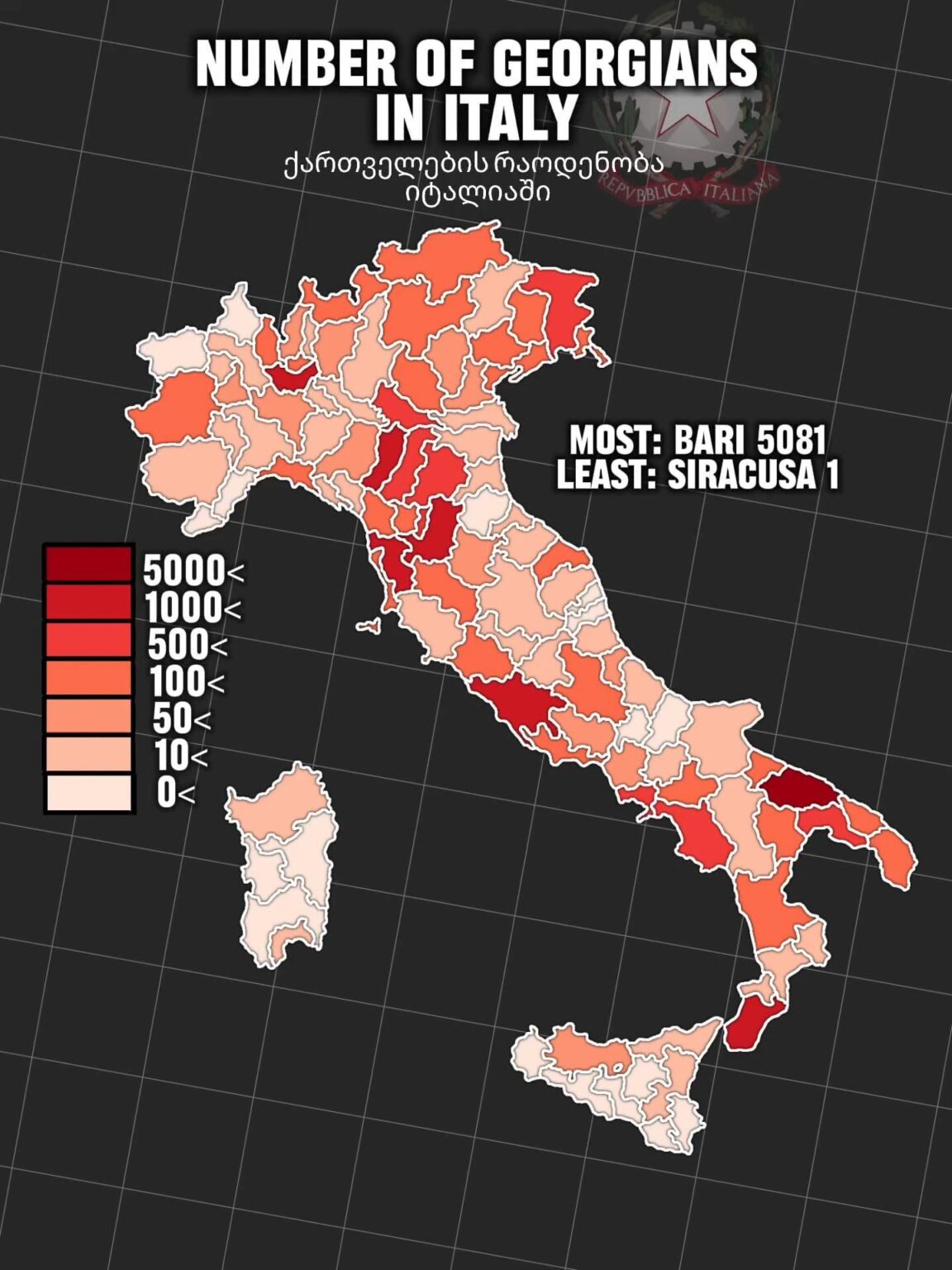 Number of Georgians in Italy