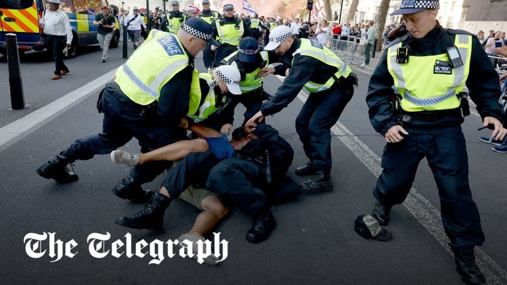 Far-Right protesters clash with police in London as demonstration turns violent