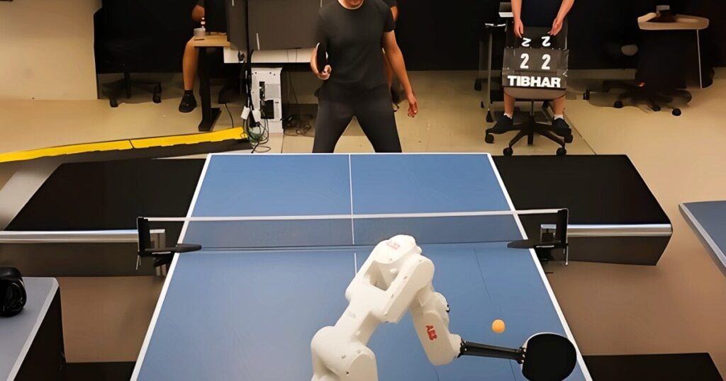 Google robot paddles human table tennis competitors - Using heaps of data, Google trained a table-tennis-playing robot to take on human competitors and get better as it did so.