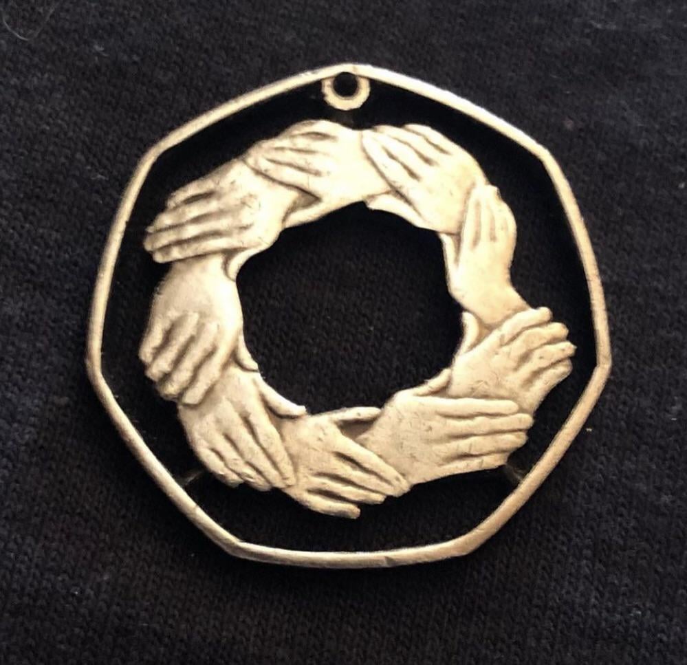British Hand Cut 1973 50p Coin