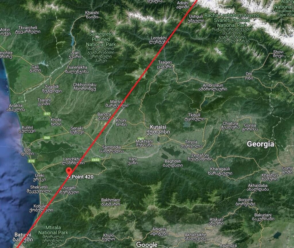 The line on earth where latitude is exactly equal to longitude passes through Georgia