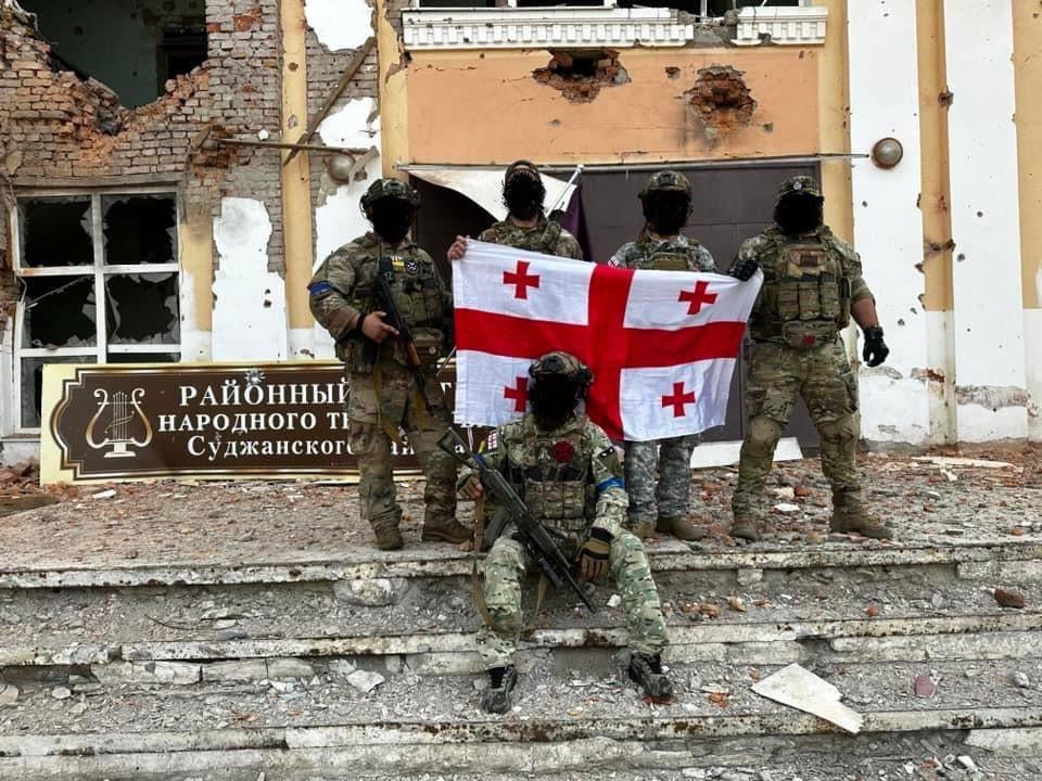 Georgian warriors visiting Kursk Oblast.