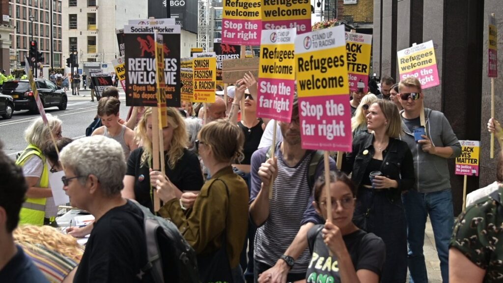 Thousands attend anti-racism marches across UK after far-right threat