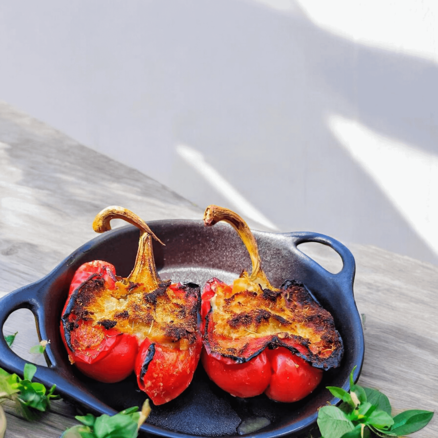 Red peppers stuffed with bechamel sauce Red peppers stuffed with bechamel sauce