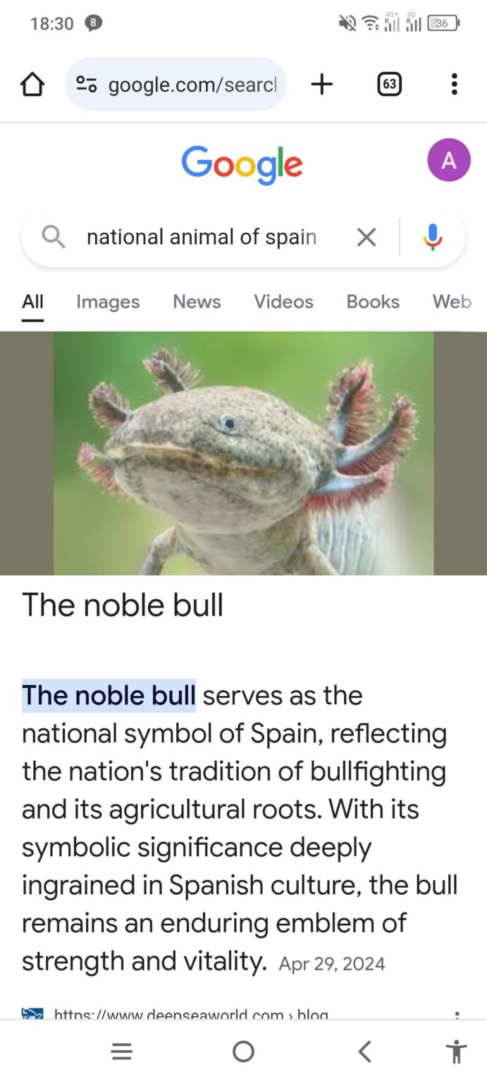 I looked up the national animal of spain