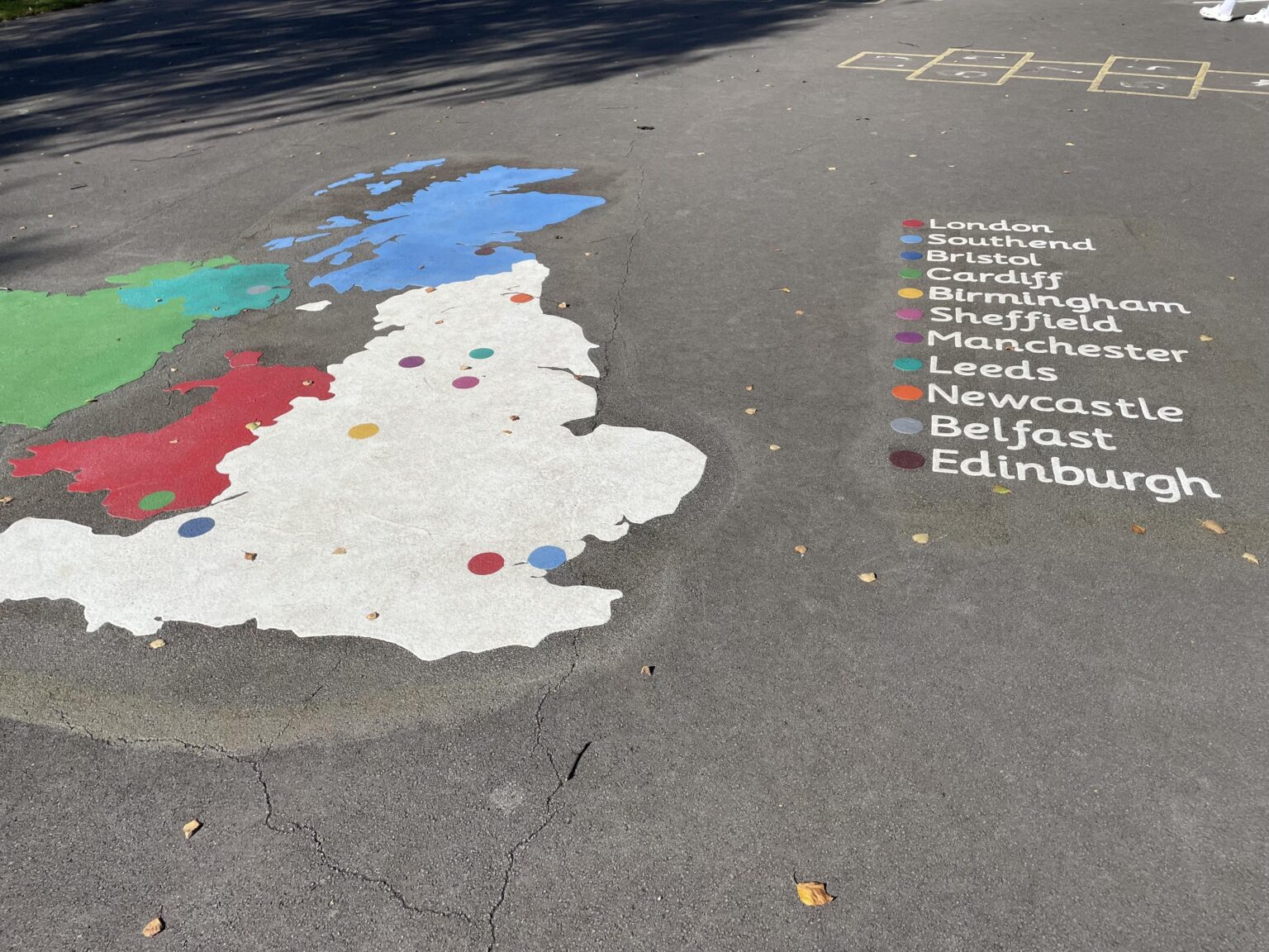 All the major cities included on the new playground painting