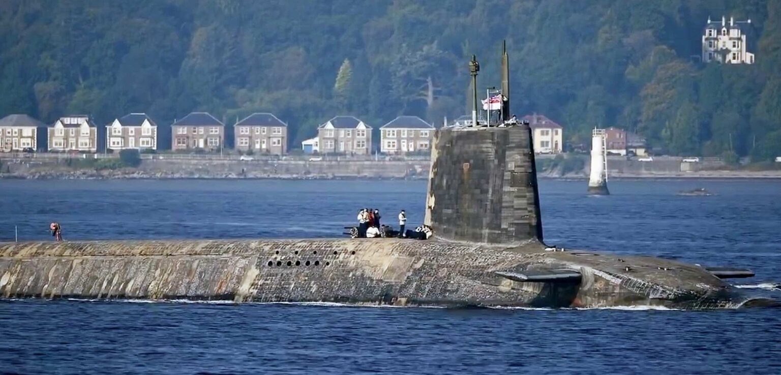 Royal Navy Vanguard class submarine comes home from another very long patrol