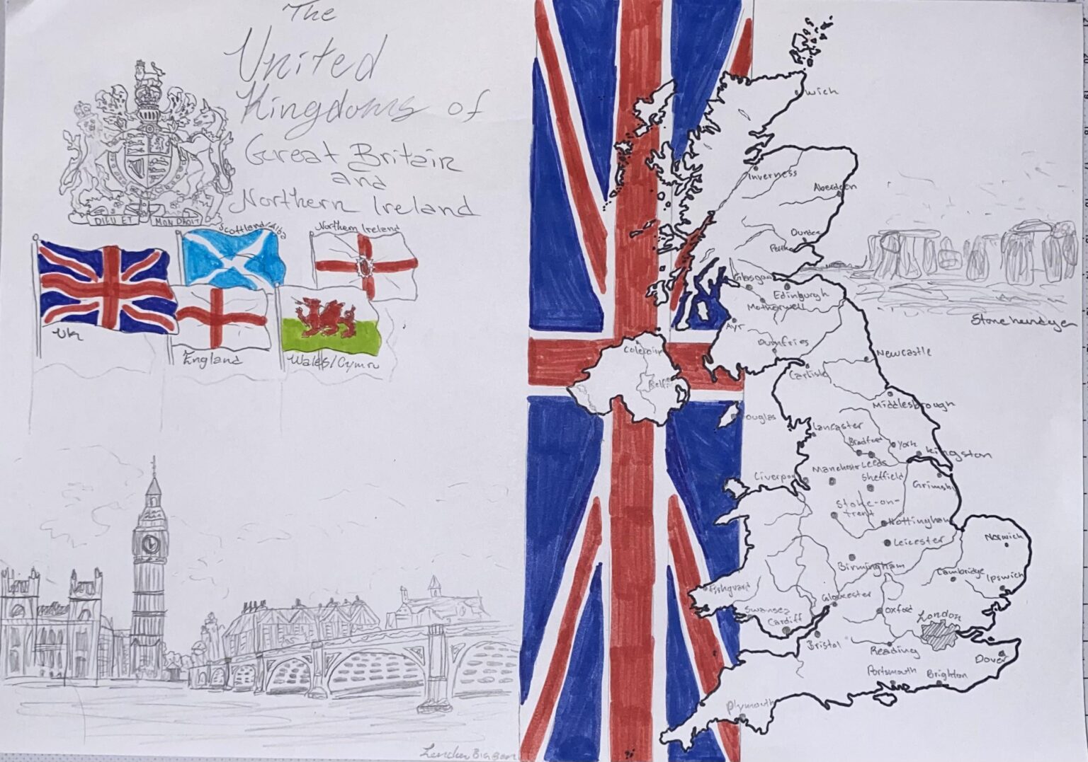 Hand drawn map of the United Kingdom [oc]