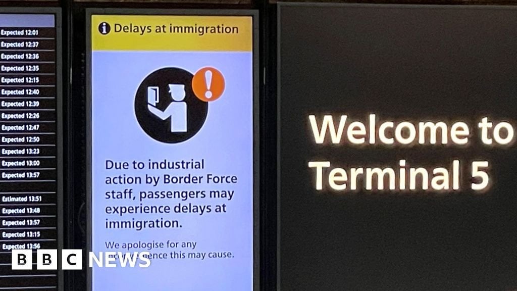 Hundreds of Heathrow Border Force staff walk out