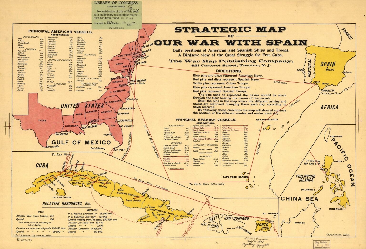 Strategic map of the war between the United States and Spain (1898)