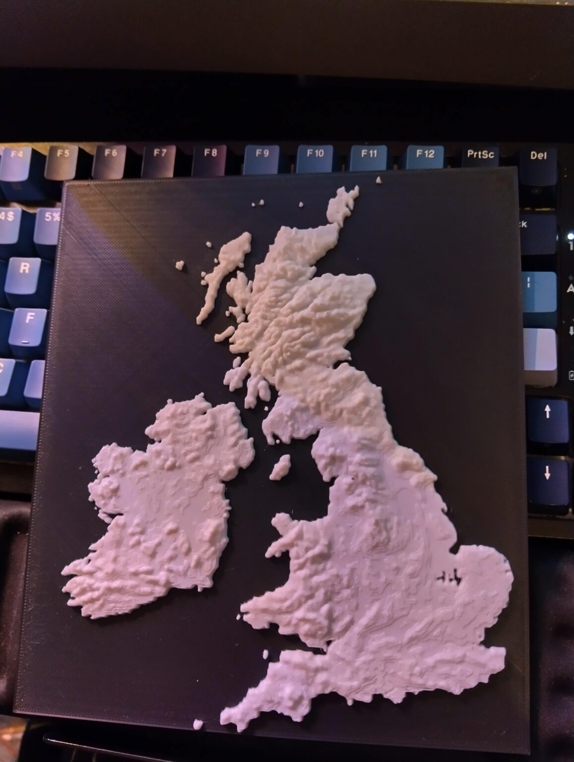 I 3D Printed a topographical representation of the UK & Ireland.
