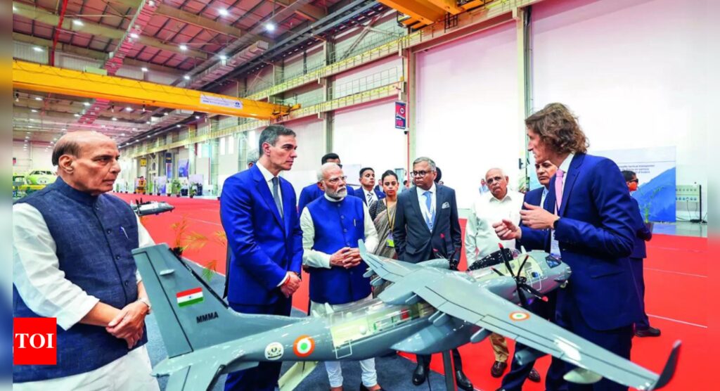 PM Modi, Spain’s Sanchez open first private military plane facility in India | India News PM Modi, Spain’s Sanchez open first private military plane facility in India | India News