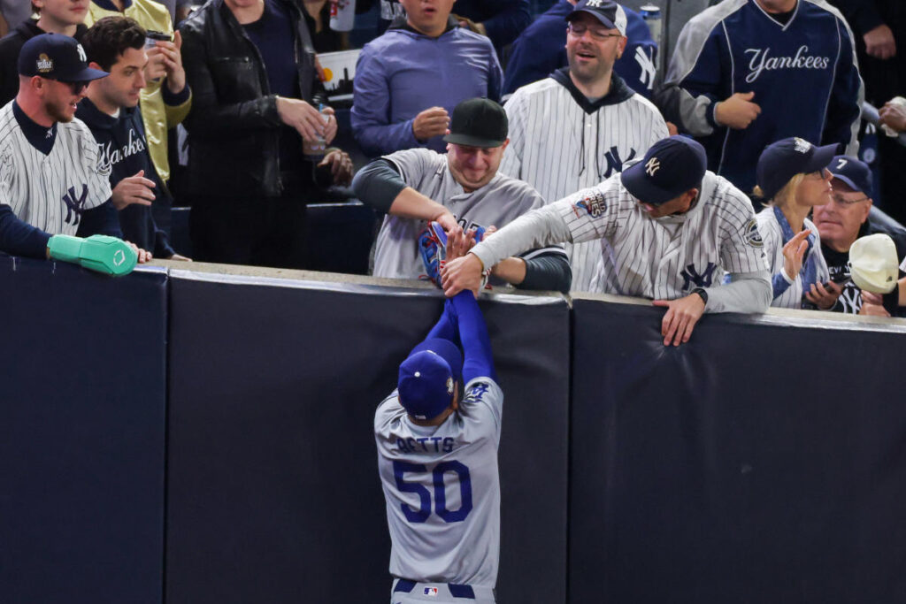 MLB bans Yankees fans who interfered with Mookie Betts in 2024 World Series from all ballparks indefinitely World Series: Yankees fans called for interference after trying to rip glove off Mookie Betts’ hand in Game 4