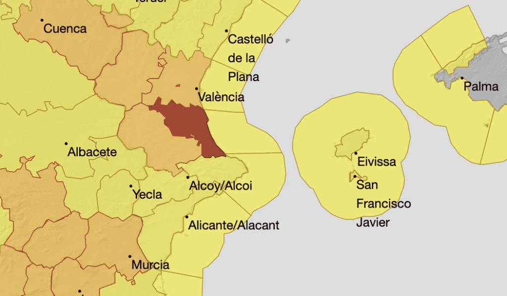 Breaking: Red weather warning is issued in Spain as severe rain brings ‘extreme risk’ to life Breaking: Red weather warning is issued in Spain as severe rain brings 'extreme risk' to life