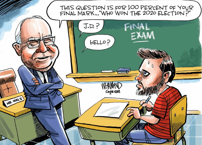 C'mon JD! There was no need to choke. Even Trump admitted he lost by "a whisker"!