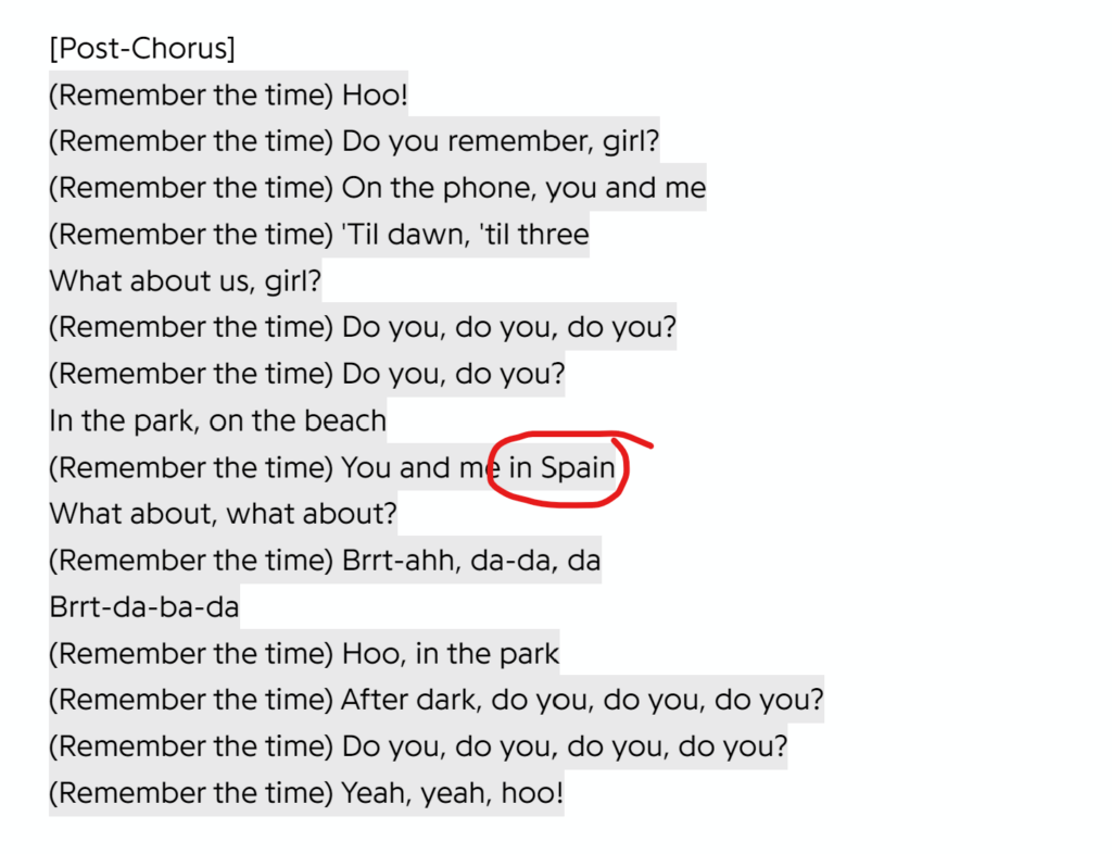 I didn't know that Michael Jackson's song 'Remember the Time' referred to Spain
