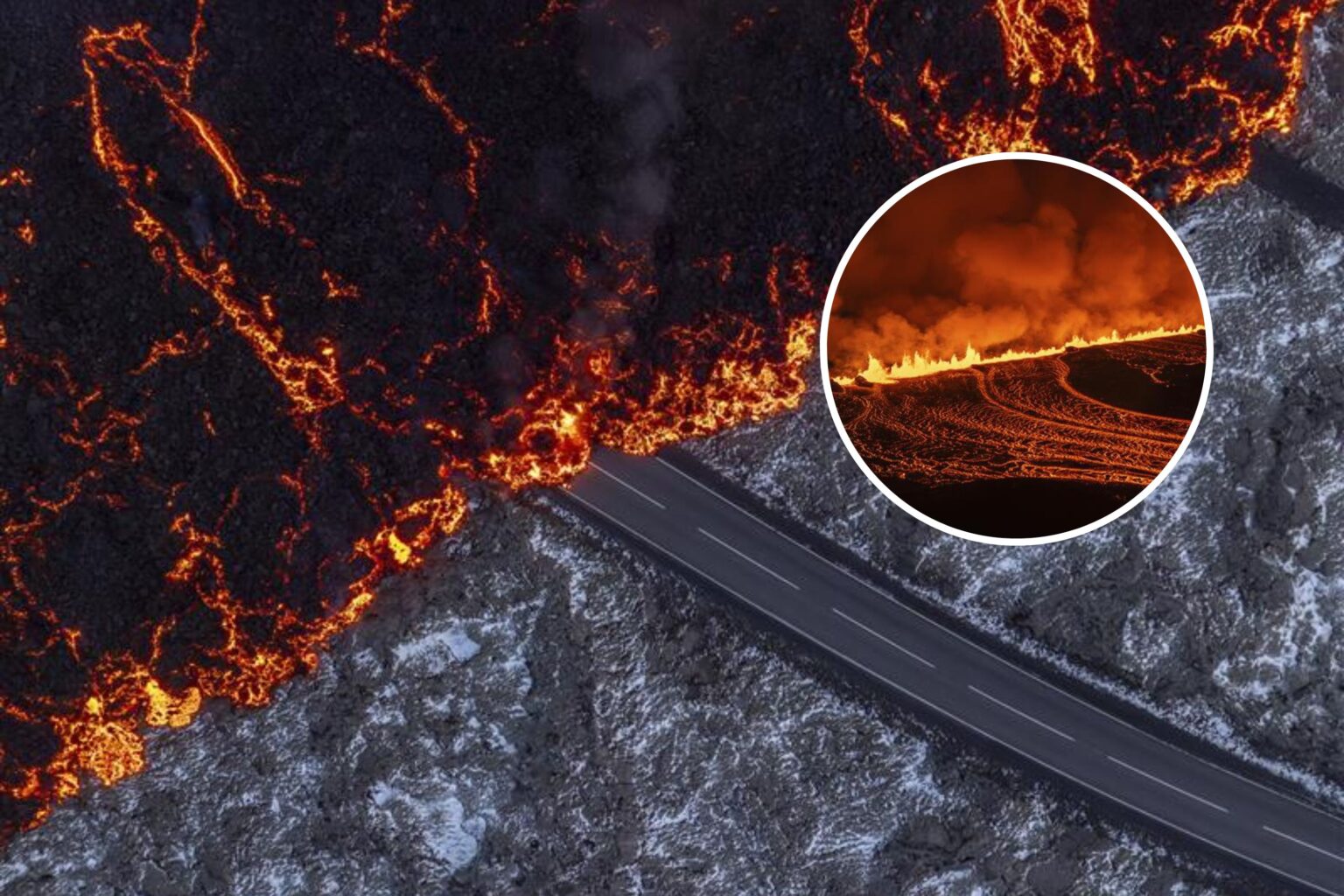 Iceland Volcano Update: Crater Collapse Could Change Lava’s Direction lava on road iceland volcano