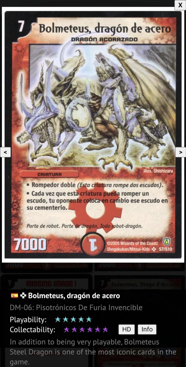 Looking for duelmaster trading card, bolmeteus dragon de acero