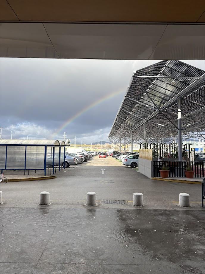 Beautiful rainbow in the frozen climate of Pamplona, ​​in the autonomous community of Navarra.