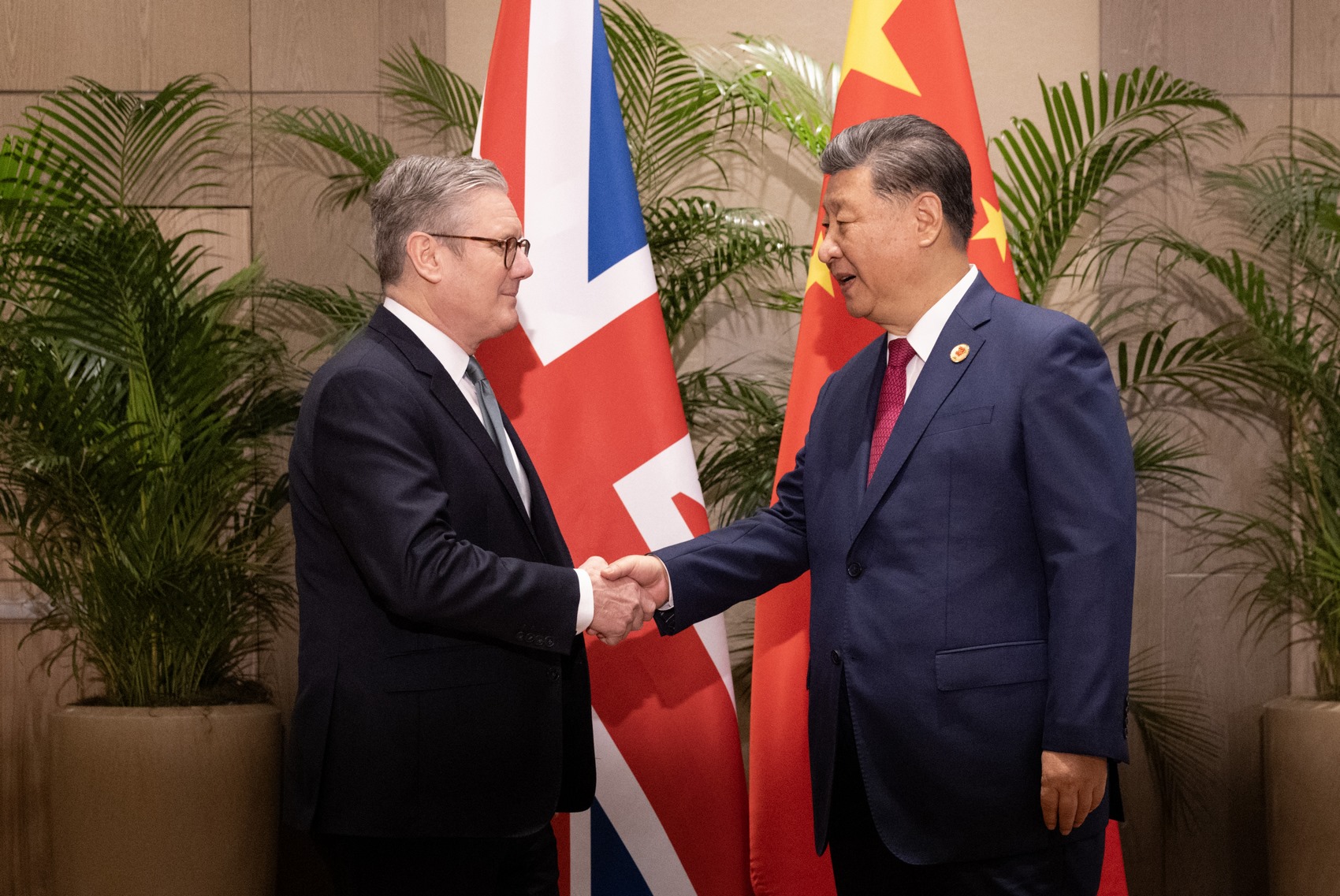 UK Prime Minister Keir Starmer meets China's leader Xi Jinping for a bilateral as they attend the G20 Summit in Brazil, on November 18, 2024. Picture: Simon Dawson/No 10 Downing Street.
