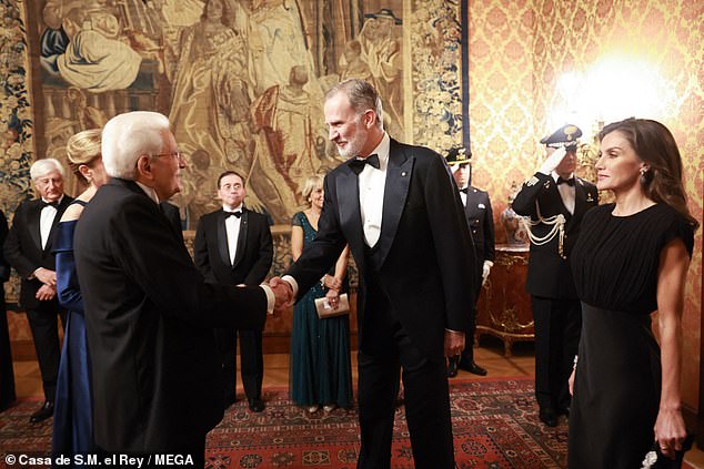 Felipe was sophisticated with a bowtie as he shook hands with attendees at the gala on Wednesday