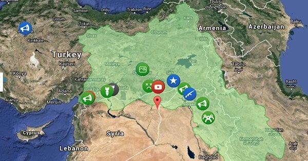 Can someone explain to me how the Kurdish territory in Syria and the one in Iraq interact and cooperate? I cant find clear sources but im very curious. Also how are these 2 states run, Tax wise and do they have treaties with Assad and the Iraqi government?