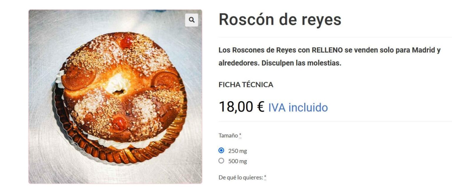 And then they say there is no inflation!! The Roscón de Reyes, this year, at €18.00 for 250 milligrams!! In other words, a kilo of roscón costs €72,000!!!!