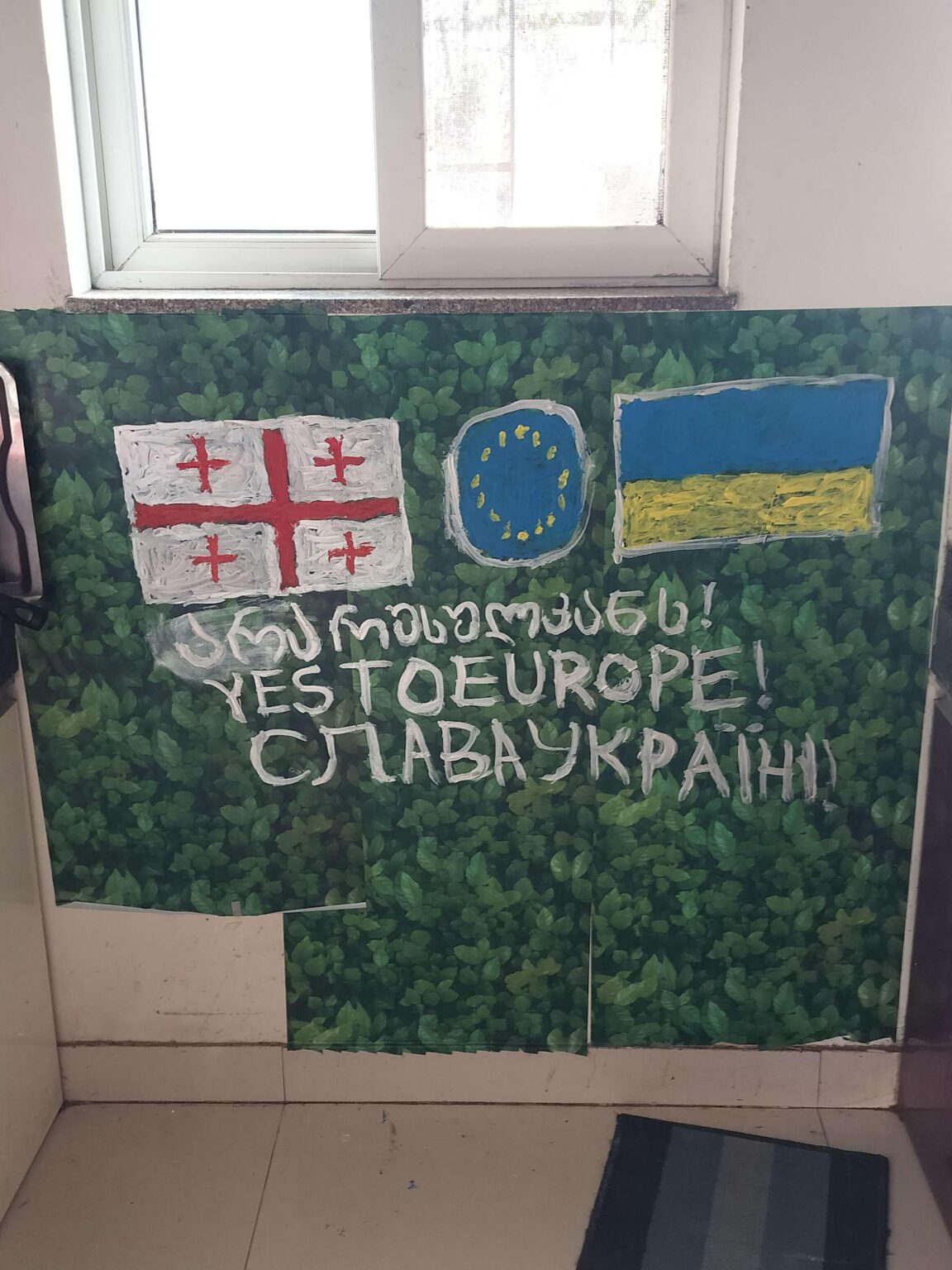 Drew this in the kitchen of my house. Critical support to the Georgian people from India.