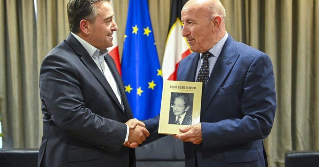 Book on Ġorġ Borg Olivier presented to Bernard Grech