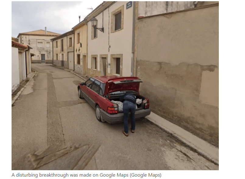 Accused murderer is captured by police after a Google Maps image showed him placing a body in the trunk of a car in a Spanish town where only 25 people live.