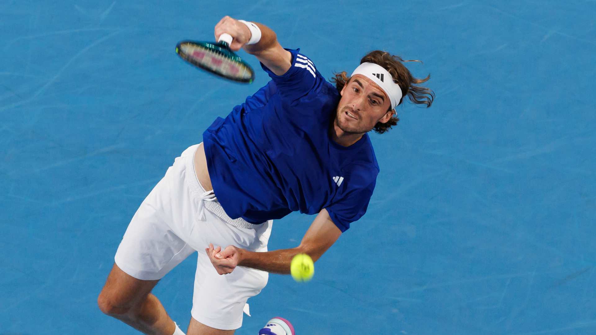 Stefanos Tsitsipas defeats Pablo Carreno Busta at the 2025 United Cup in Perth. 