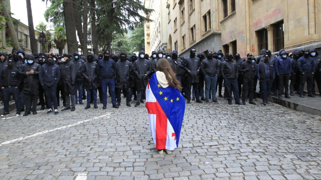 What is the newly passed 'Russia law' that has divided people in Georgia?