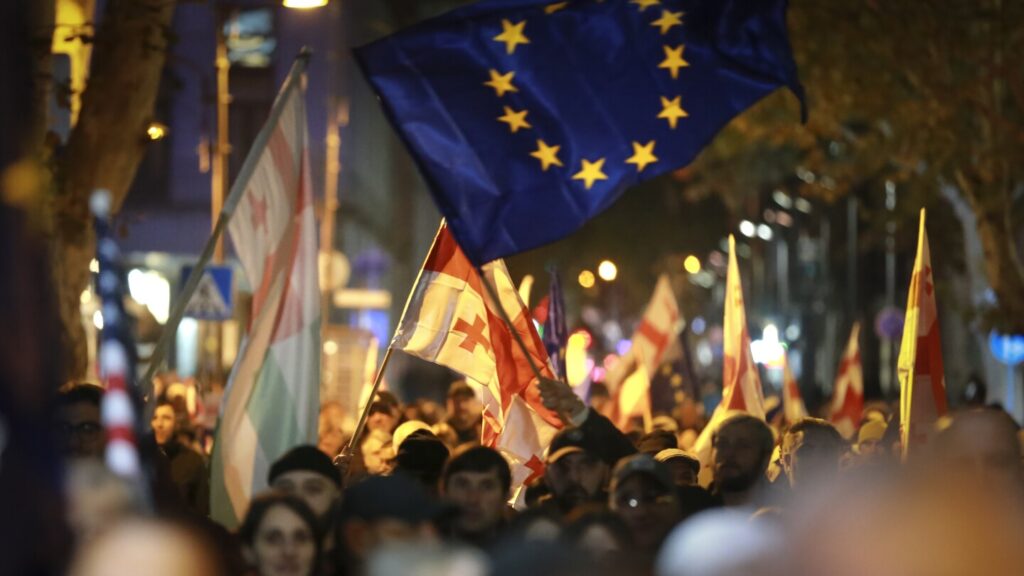 Thousands rally again in Georgia to protest the parliamentary election they say was rigged