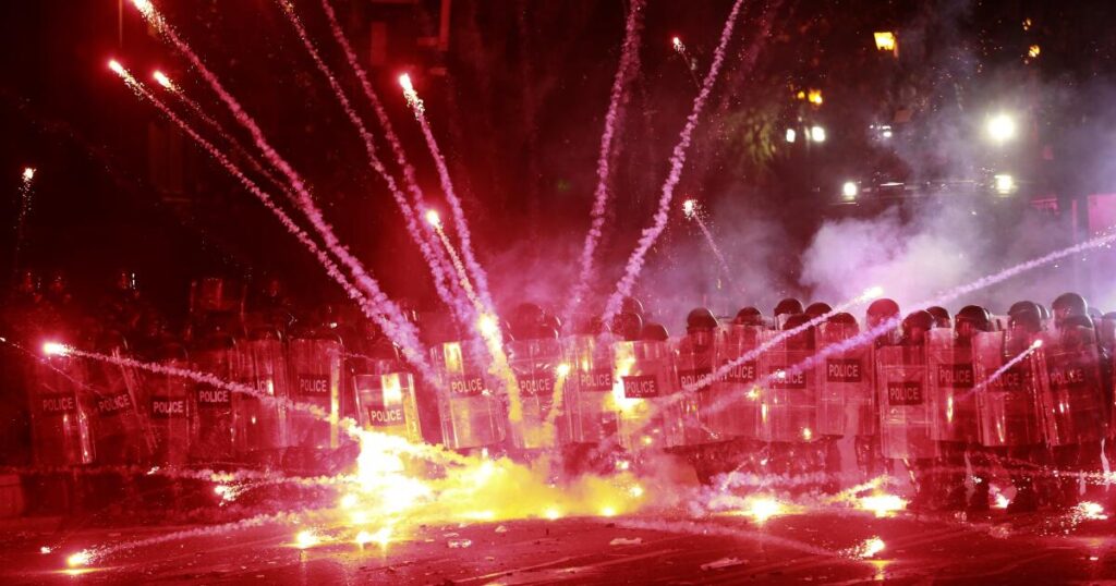 Dozens hospitalized in Georgia during protests over EU talks suspension