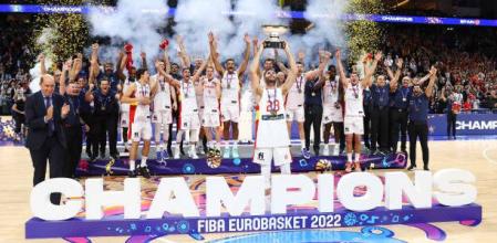 Celebración de España tras la victoria en el Eurobasket de 2022