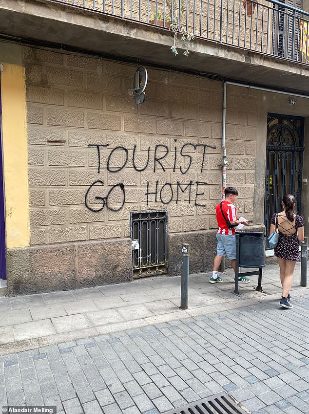 Anti-tourism graffiti in Barcelona has seen a surge amid recent protests