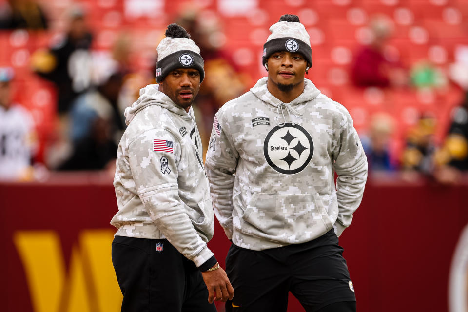 Is either Russell Wilson or Justin Fields capable of returning the Steelers to playoff contention? (Scott Taetsch/Getty Images)